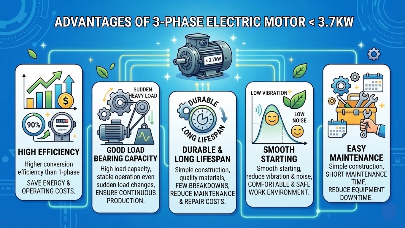 Advantages of 3-phase electric motors under 3.7kW