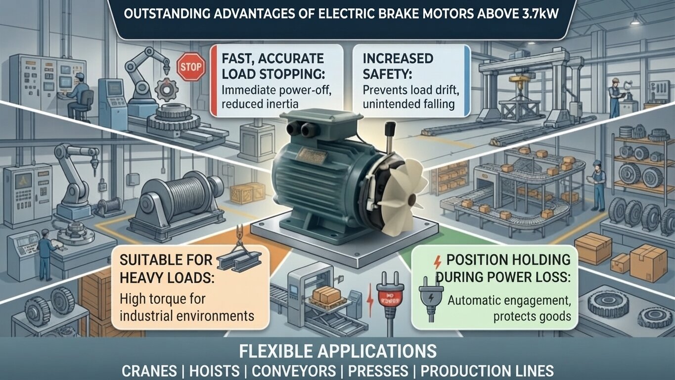 Advantages of Brake Motors above 3.7kW.