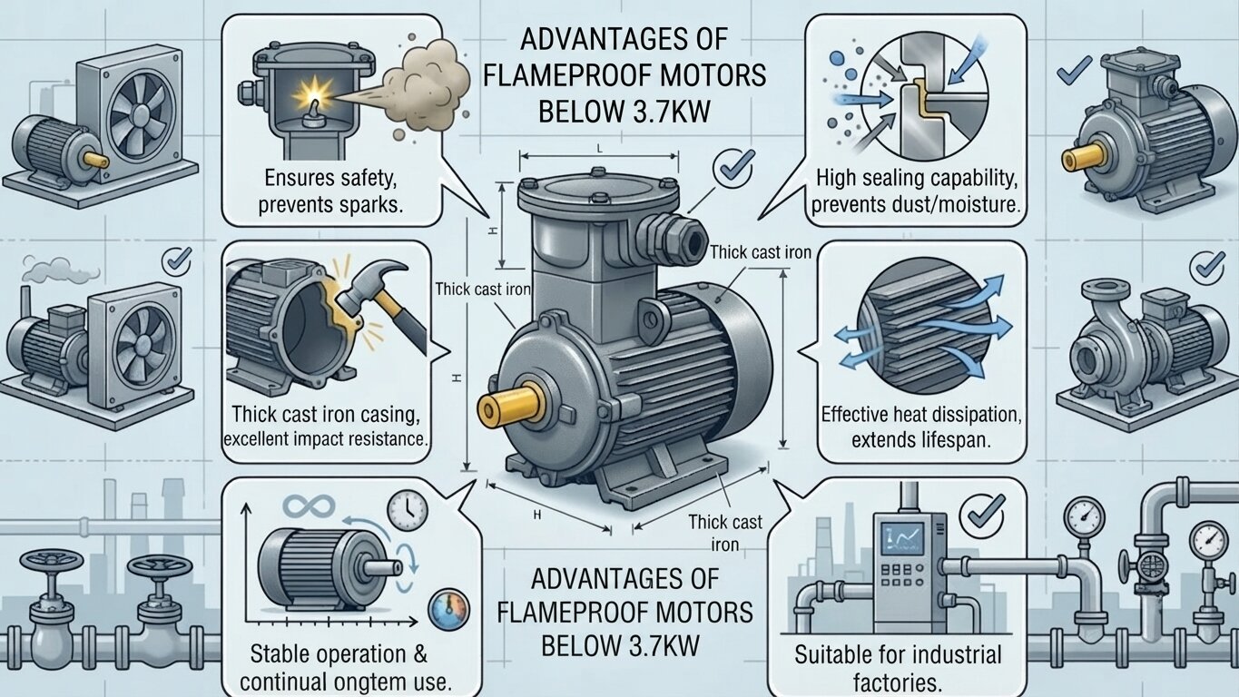 Advantages of explosion-proof motor under 3.7kW.