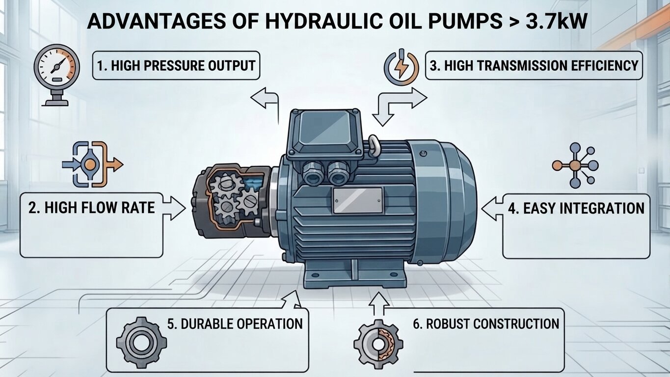 Advantages of hydraulic pumps over 3.7kW.