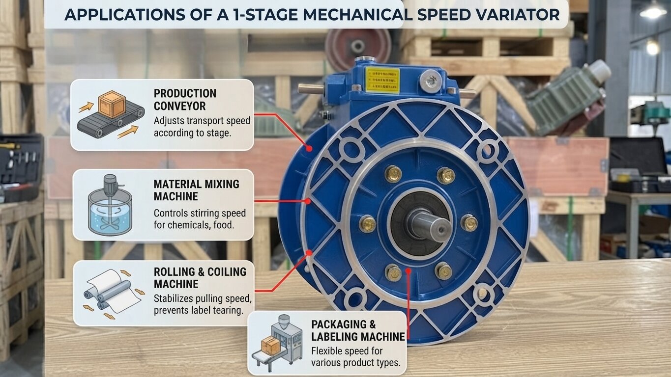 Applications of 1-Stage Mechanical Speed Variators.