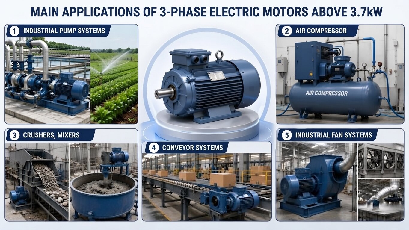 Applications of 3-Phase Electric Motor Over 3.7kW