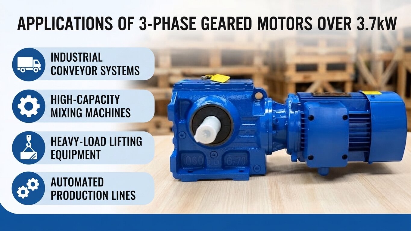 Applications of 3-phase gear motor over 3.7kW