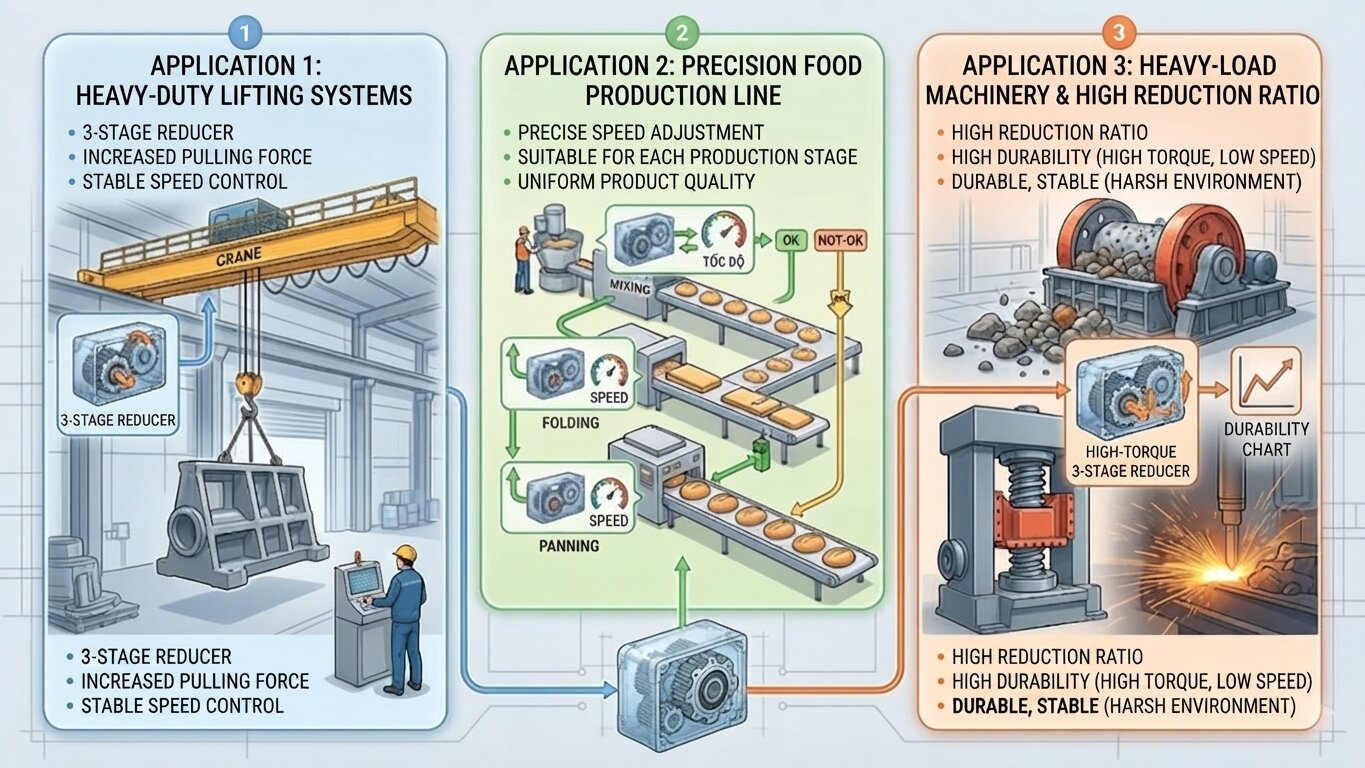 Applications of a 3-stage gearbox