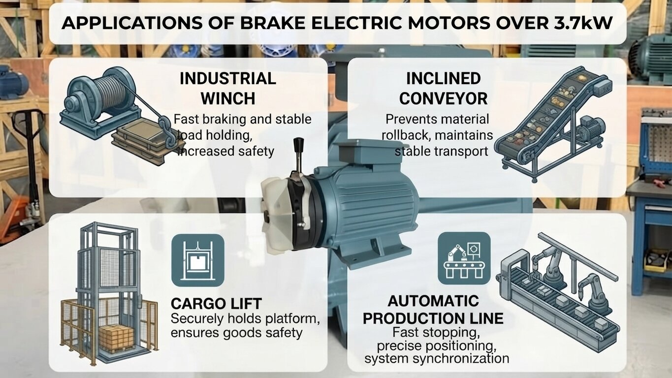 Applications of Brake Motors above 3.7kW.