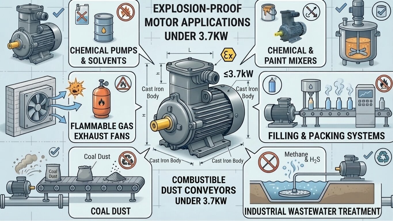 Applications of explosion-proof motor under 3.7kW.