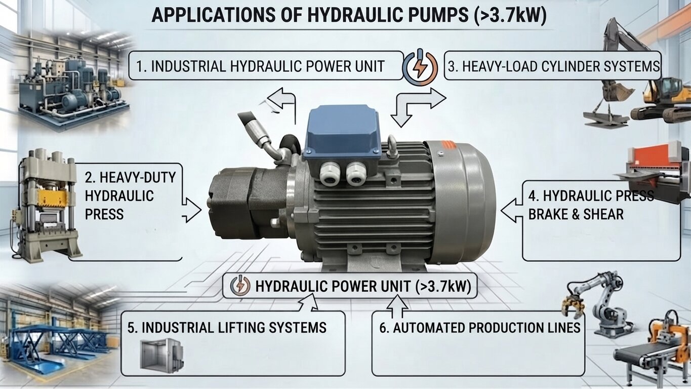 Applications of hydraulic pumps over 3.7kW.