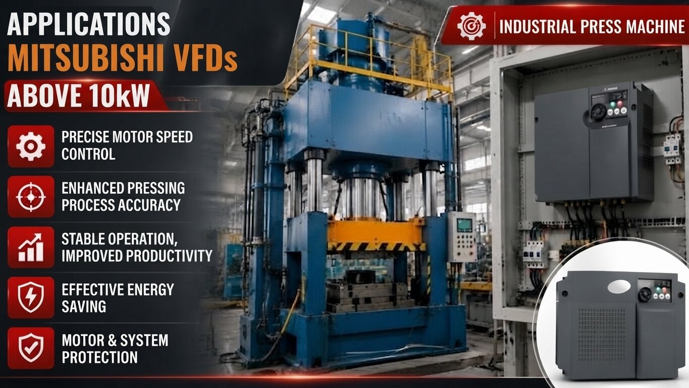 Applications of Mitsubishi Variable Frequency Drives over 10kW.