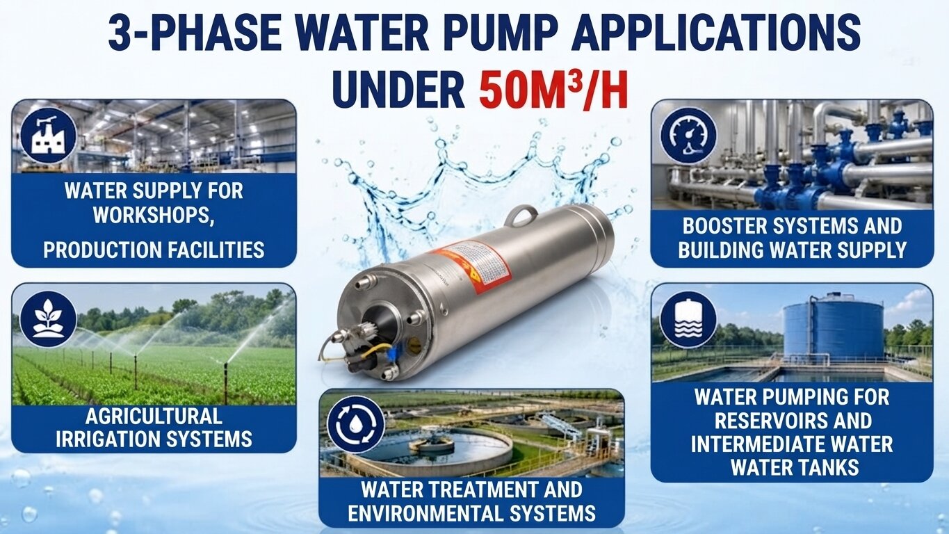 Applications of the 3-Phase water pump under 50m3/h.
