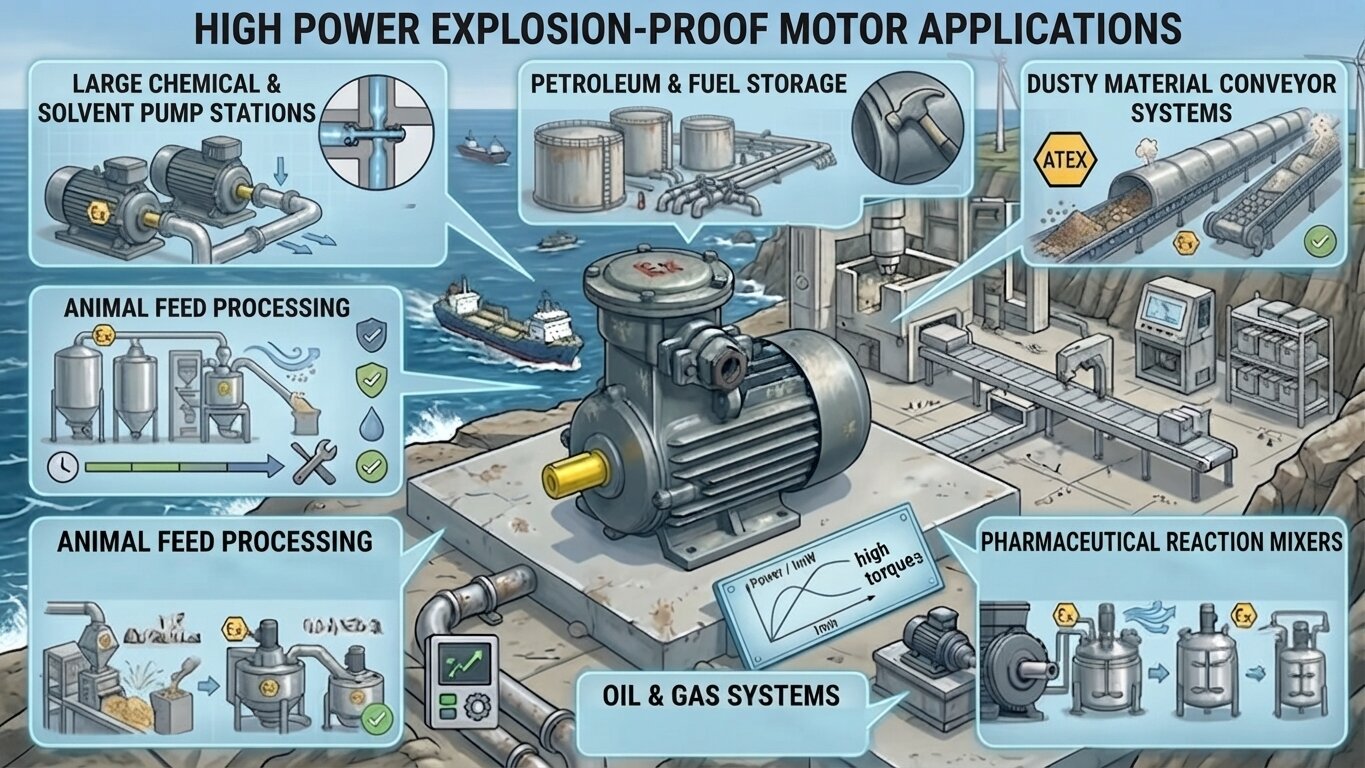 Applications of the explosion-proof motor over 3.7kW.
