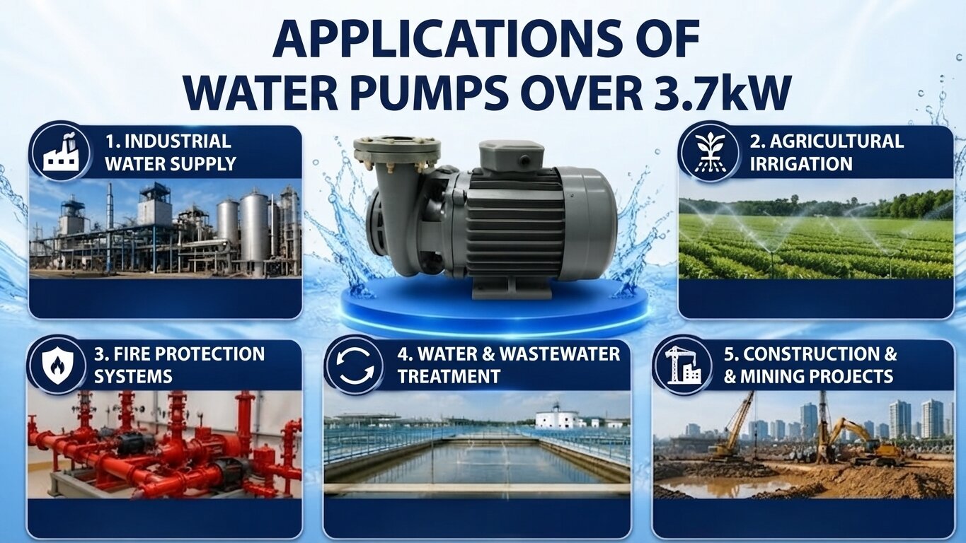 Applications of water pumps over 3.7kW.