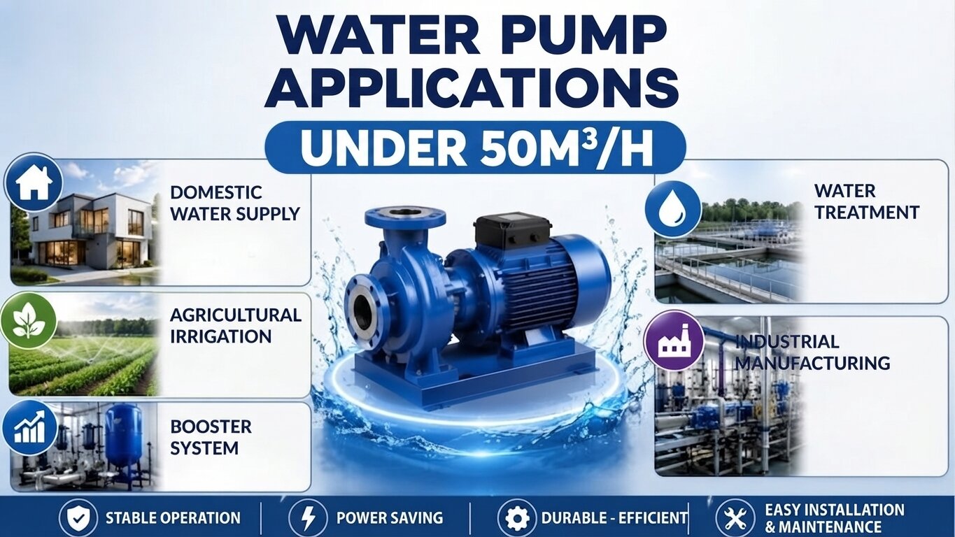 Applications of water pumps under 50m³/h.