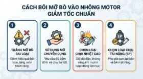 Cách bôi mỡ bò vào nhông motor giảm tốc chuẩn.