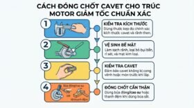 Cách đóng chốt cavet cho trục motor giảm tốc chuẩn xác.