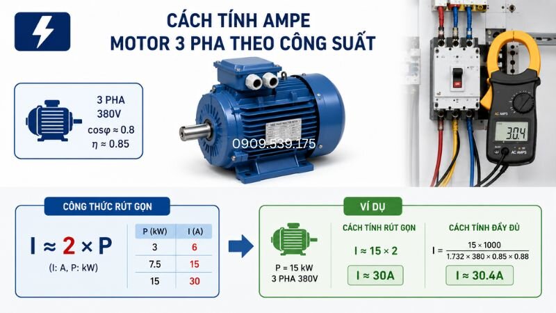 Phương pháp xác định nhanh dòng tải dựa trên công suất và điều kiện vận hành
