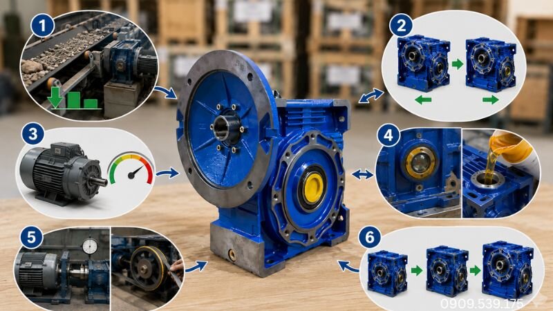 Điều chỉnh thông số và điều kiện vận hành để đưa hộp số về đúng phạm vi làm việc