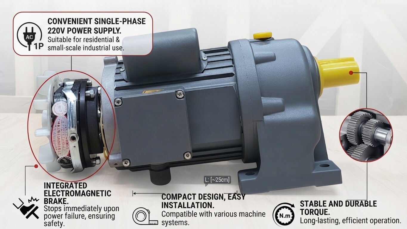 Characteristics of 1-Phase Electromagnetic Brake Gear Motor
