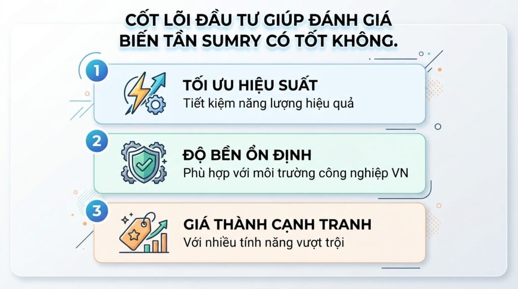 Cốt lõi đầu tư giúp đánh giá biến tần sumry có tốt không.