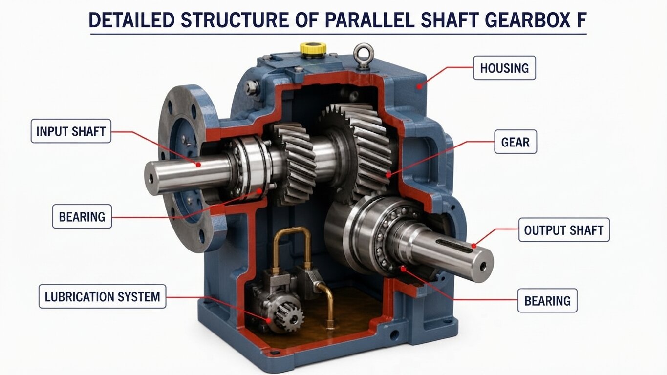 Detailed structure of F-Series Parallel Shaft Helical Gearbox