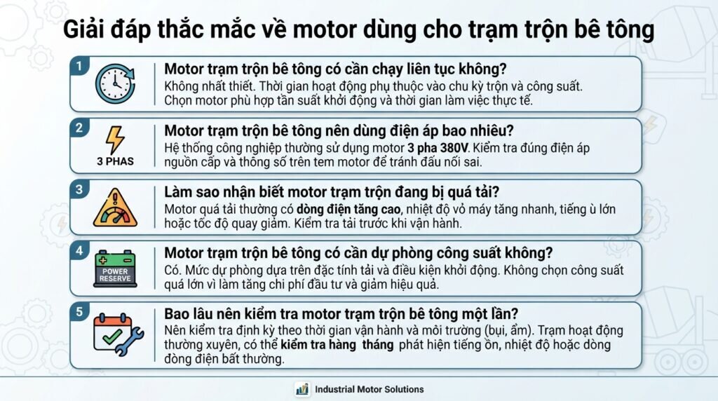 Giải đáp thắc mắc về motor dùng cho trạm trộn bê tông.