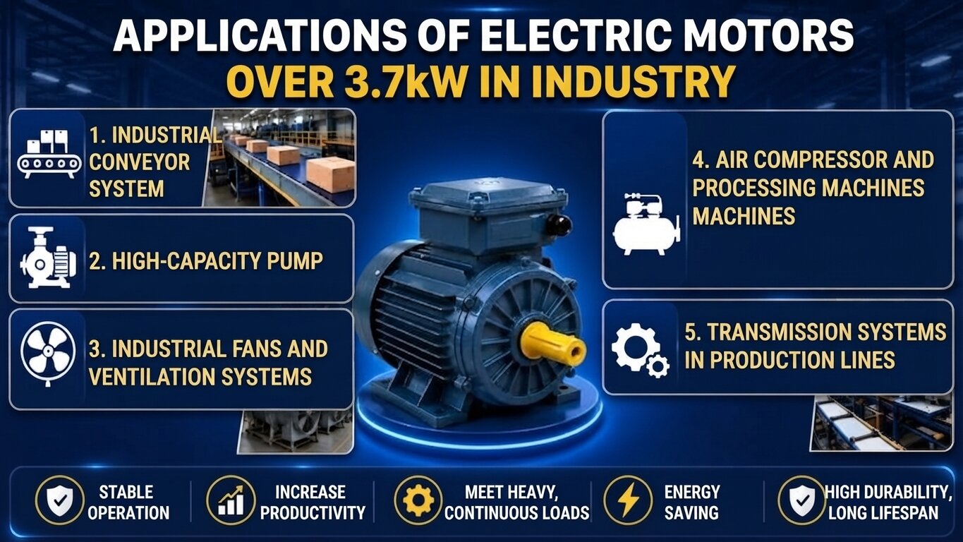 Industrial applications of Electric Motors 3.7kW and Above.
