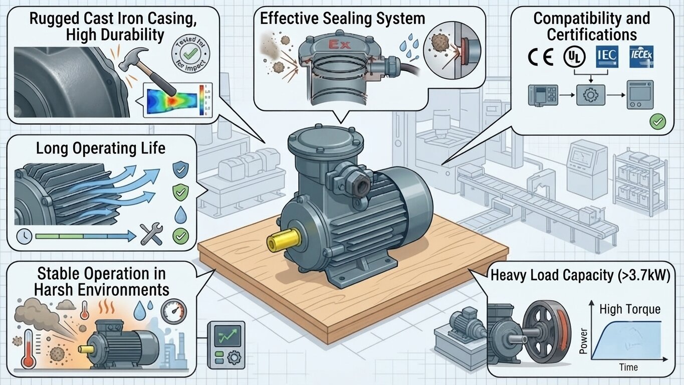 Key advantages of the explosion-proof motor over 3.7kW.