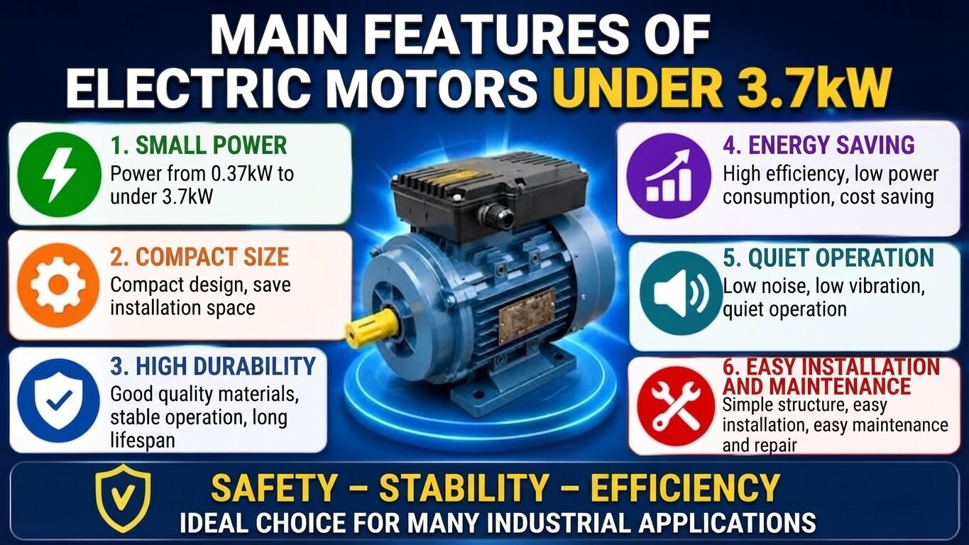 Key characteristics of electric motors under 3.7kW.