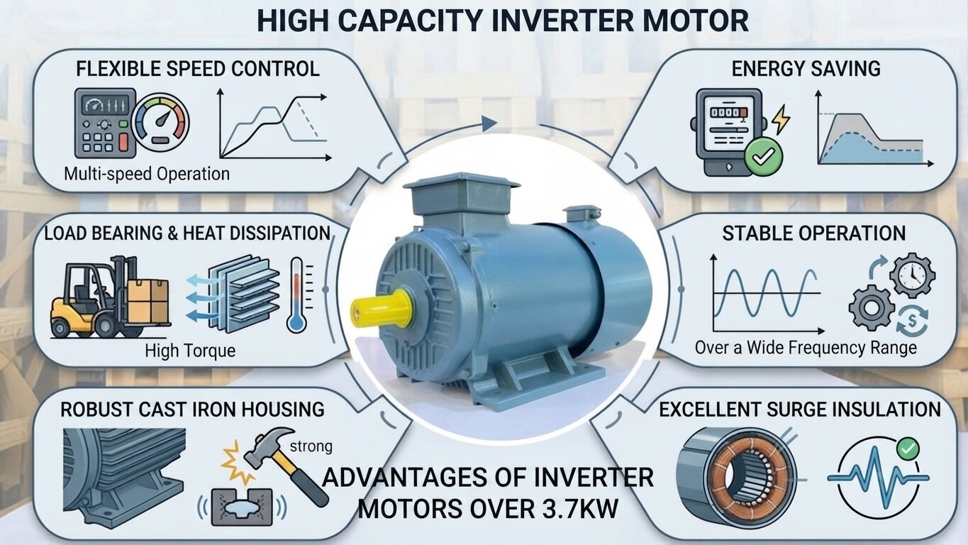 Key features of Inverter Duty Motors above 3.7kW.