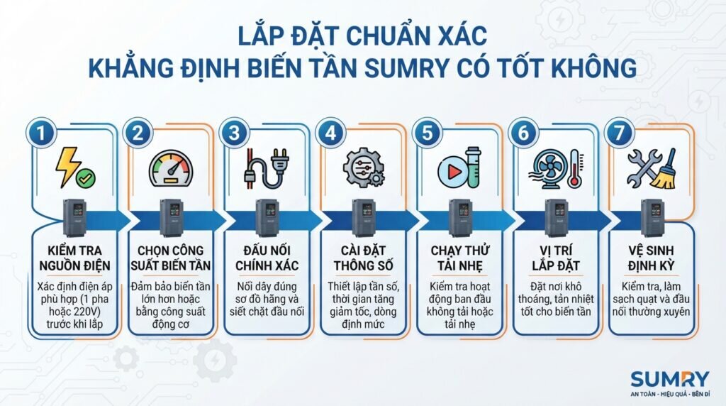 Lắp đặt chuẩn xác khẳng định biến tần sumry có tốt không.