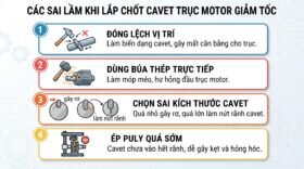 Lỗi khi Cách đóng chốt cavet cho trục motor giảm tốc.