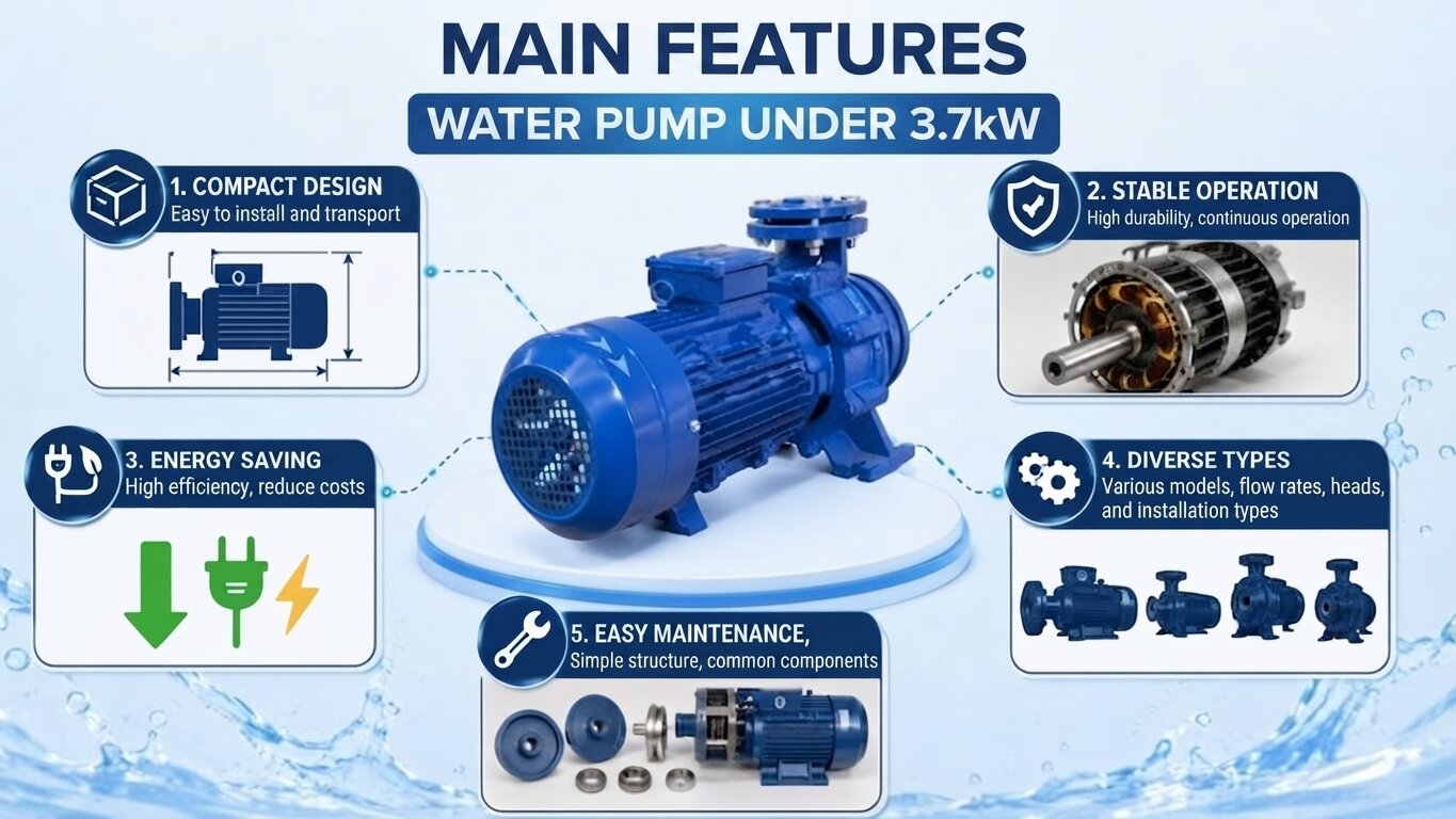 Main characteristics of the water pump under 3.7kW.