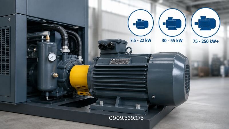 Lựa chọn công suất motor theo máy nén khí trục vít