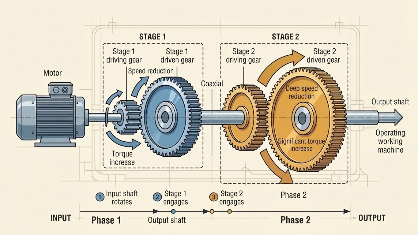 Operating principle of 2-stage gearbox