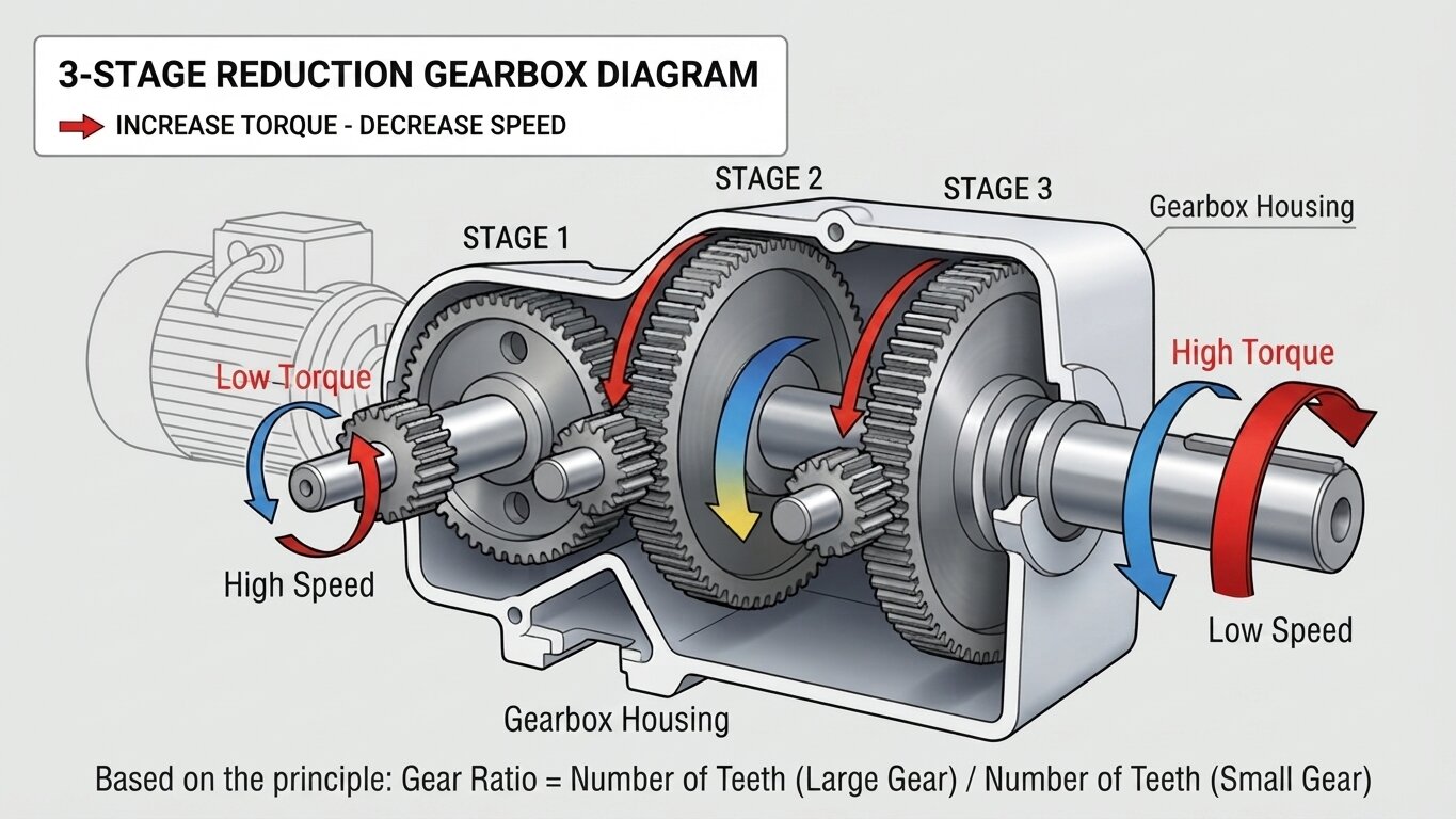 Operating principle of a 2-stage gearbox