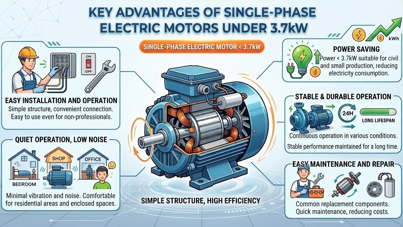 Outstanding advantages of 1-Phase Electric Motors under 3.7kW