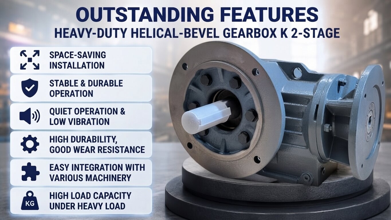 Outstanding advantages of K-Series Helical Bevel Gearbox 2-Stage.