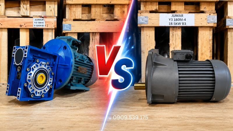 So sánh đặc điểm trục đầu ra và cách kết nối tải giữa motor cốt ngang và cốt âm