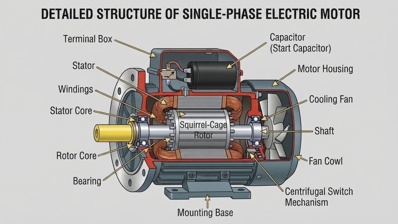 Structure of a 1-Phase Electric Motor