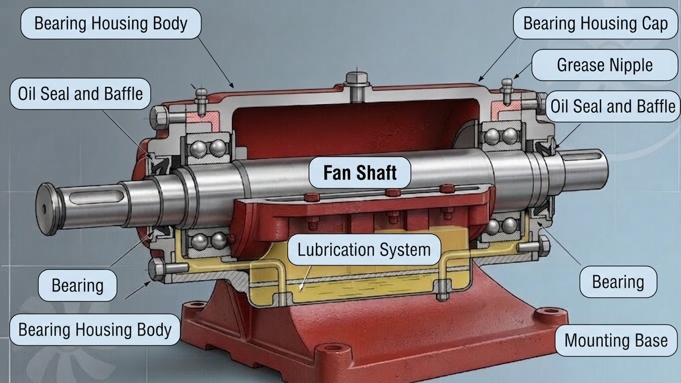 Structure of Centrifugal fan bearings over 10kW