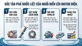 Sức tàn phá khốc liệt của muối biển lên motor điện.