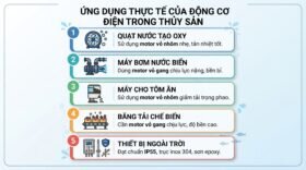 Ứng dụng thực tế của động cơ điện trong thủy sản.