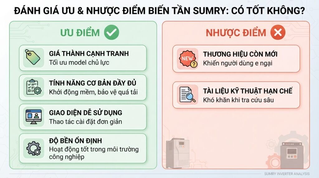 Ưu nhược điểm làm rõ biến tần sumry có tốt không.