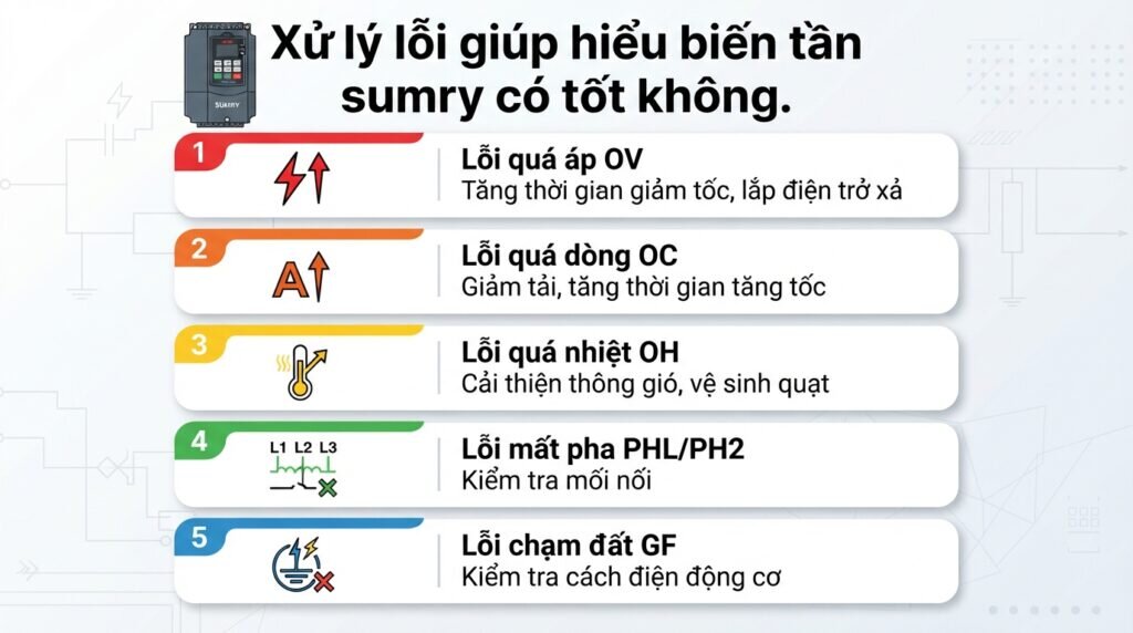 Xử lý lỗi giúp hiểu biến tần sumry có tốt không.