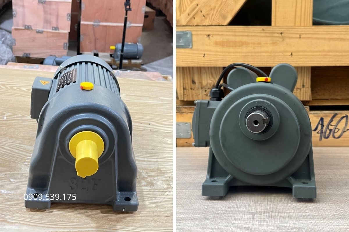 Motor giảm tốc chân đế kết hợp động cơ điện và hộp giảm tốc, cố định chắc chắn trên bệ máy