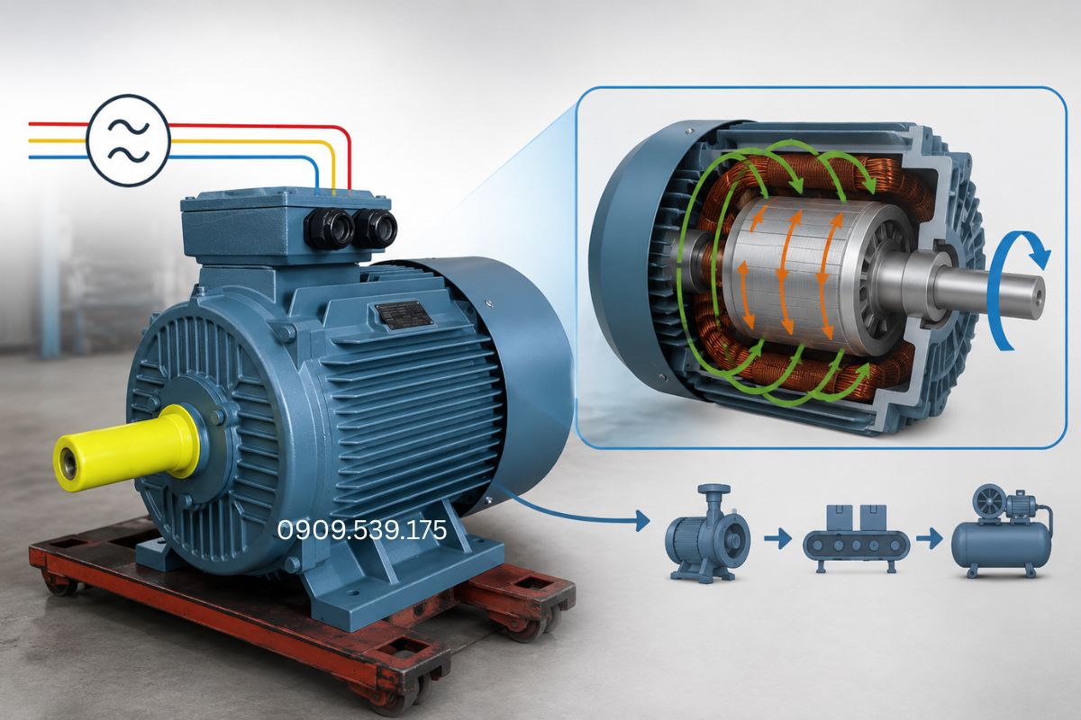 Nguyên lý hoạt động của động cơ điện 3 pha 30kW 40Hp